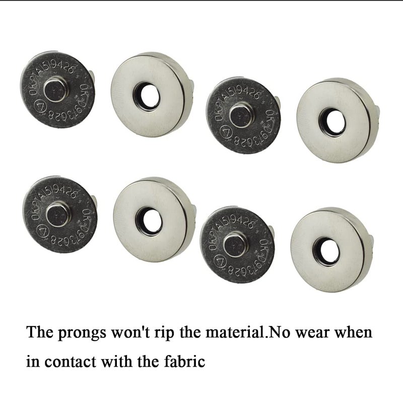 Boscoqo Magnetic Snaps Button Clasp Fastener with Washers Sturdy Strong Grip Easy Insert Prongs Mild Edge No Rip Fabric for Handbag Craft Purses Clothes Leather Closure White Color 14mm Length 15Sets - Image 4