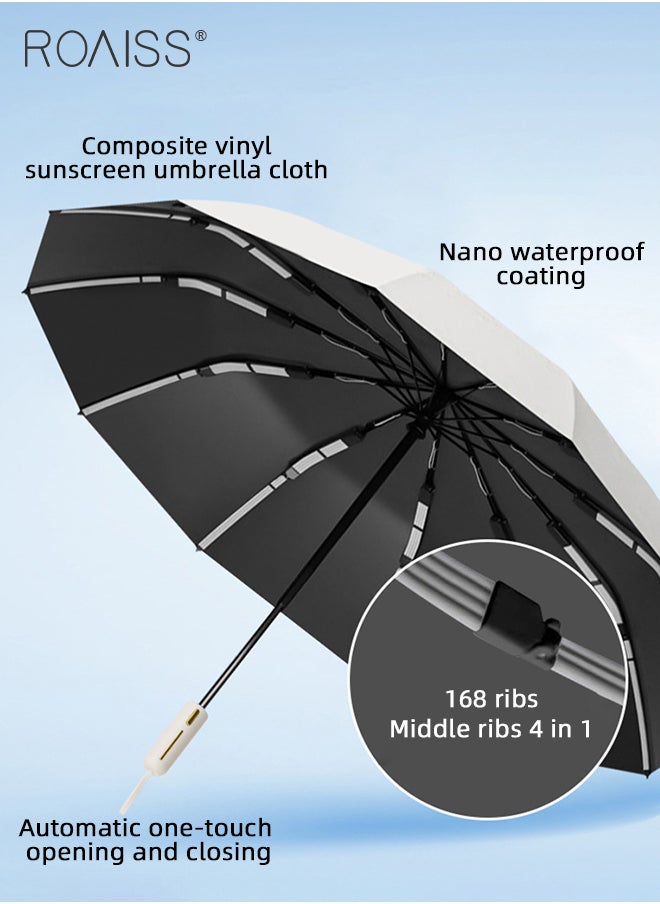 roaiss - Upgraded Fully Automatic Umbrella for Men and Women 168 Rib Dual Purpose Umbrella 41.7 Inch Enlarge Umbrella Cover UV Protection Umbrella Effectively Blocks Sunlight UPF50+ - Image 1
