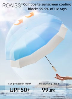 roaiss Upgraded Fully Automatic Umbrella for Men and Women 168 Rib Dual Purpose Umbrella 41.7 Inch Enlarge Umbrella Cover UV Protection Umbrella Effectively Blocks Sunlight UPF50+  - Image 3