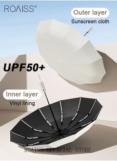 roaiss Upgraded Fully Automatic Umbrella for Men and Women 168 Rib Dual Purpose Umbrella 41.7 Inch Enlarge Umbrella Cover UV Protection Umbrella Effectively Blocks Sunlight UPF50+  - Image 4