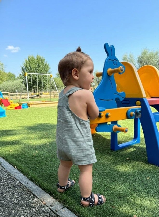 Volunboy Toddler Boy Summer Clothes Unisex Short Sleeve T-shirt Overalls Cotton Gauze Jumpsuits 2Pcs Suspenders Shorts Set (Lightgreen, 2-3T) - Image 3