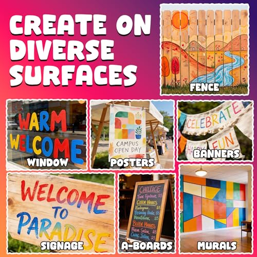 X ARTY HUB Jumbo Acrylic Paint Markers, 24 Colors (14 Classic, 6 Metallic, 4 Neon) Poster Markers with 15mm Thick Tip, Quick-Dry Paint Pens for Window Art, Banners, Signs & Large DIY Projects - Image 5