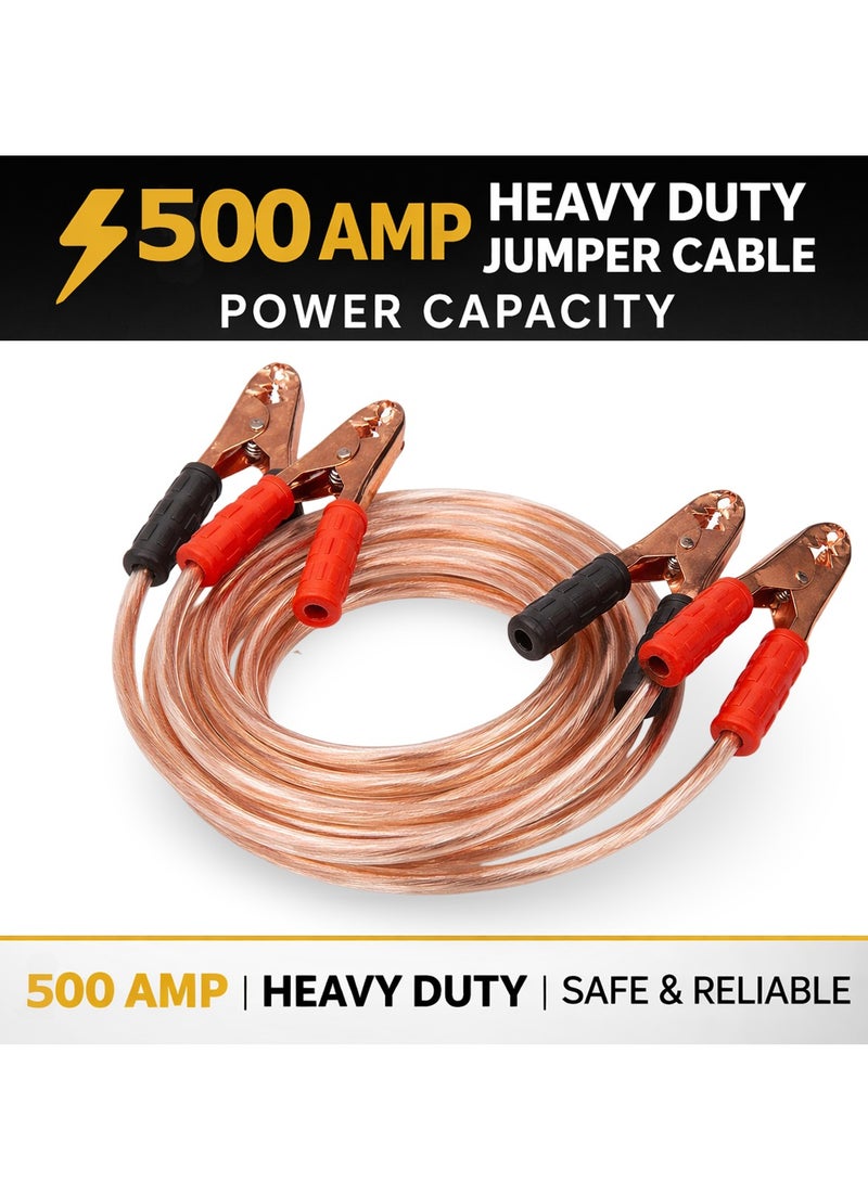 SPIDER Heavy Duty Car Booster Cable 500 AMP 6 Gauge Copper Clad Jumper Cables 2.5M 8.2FT with Insulated Clamps All Weather Emergency Battery Jump Start Cable for Cars SUVs Vans Pickup Diesel Petrol Vehicles with Carry Bag 600A Clamps Model 5205 - Image 2
