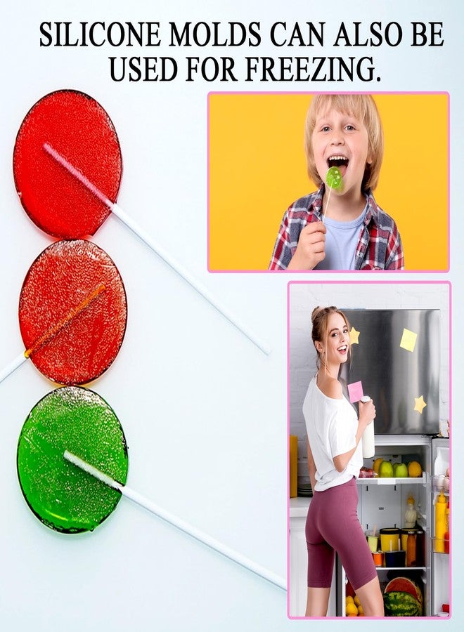 PPPanYiDi 2Pcs Silicone Hard Candy Chocolate Molds, Round Non-stick Silicone Lollipop Sucker Mold Making Kit with 20 Sticks, 100 Count Golden Ropes and 100 Bags, for Candies, Panels, Jellies, Bread, Etc. A1 - Image 4