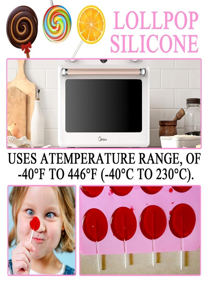 PPPanYiDi 2Pcs Silicone Hard Candy Chocolate Molds, Round Non-stick Silicone Lollipop Sucker Mold Making Kit with 20 Sticks, 100 Count Golden Ropes and 100 Bags, for Candies, Panels, Jellies, Bread, Etc. A1 - Image 3