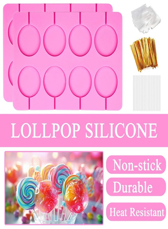 PPPanYiDi 2Pcs Silicone Hard Candy Chocolate Molds, Round Non-stick Silicone Lollipop Sucker Mold Making Kit with 20 Sticks, 100 Count Golden Ropes and 100 Bags, for Candies, Panels, Jellies, Bread, Etc. A1 - Image 2