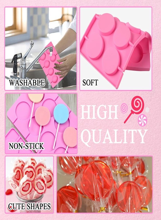 PPPanYiDi 2Pcs Silicone Hard Candy Chocolate Molds, Round Non-stick Silicone Lollipop Sucker Mold Making Kit with 20 Sticks, 100 Count Golden Ropes and 100 Bags, for Candies, Panels, Jellies, Bread, Etc. A1 - Image 5