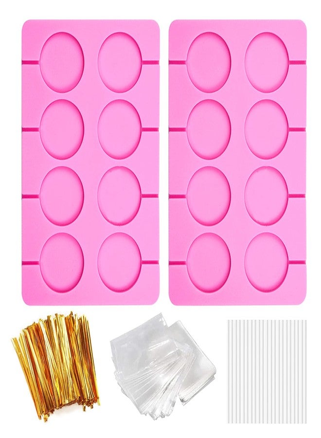 PPPanYiDi 2Pcs Silicone Hard Candy Chocolate Molds, Round Non-stick Silicone Lollipop Sucker Mold Making Kit with 20 Sticks, 100 Count Golden Ropes and 100 Bags, for Candies, Panels, Jellies, Bread, Etc. A1 - Image 1