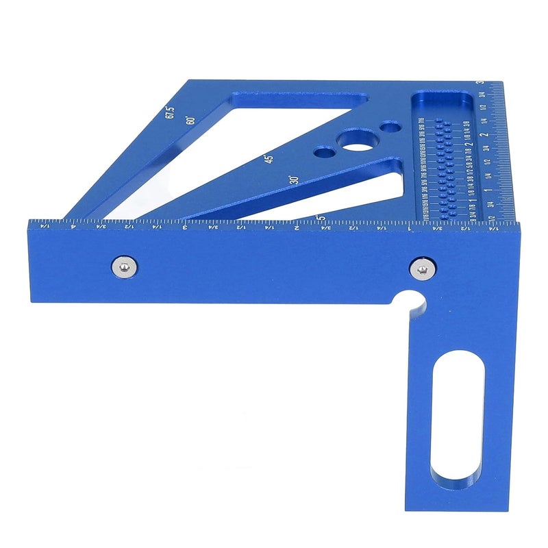 Blue Aluminum Alloy Multi Angle Woodworking Ruler CNC Machined Layout Square 22 5 to 90 Degree - Image 1