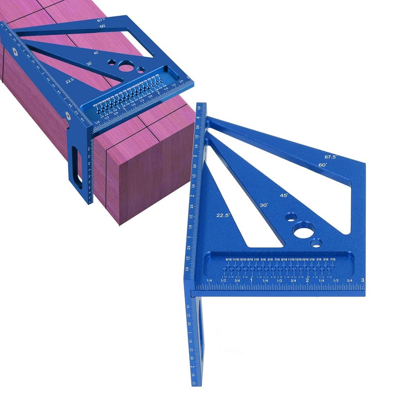 Blue Aluminum Alloy Multi Angle Woodworking Ruler CNC Machined Layout Square 22 5 to 90 Degree - Image 5