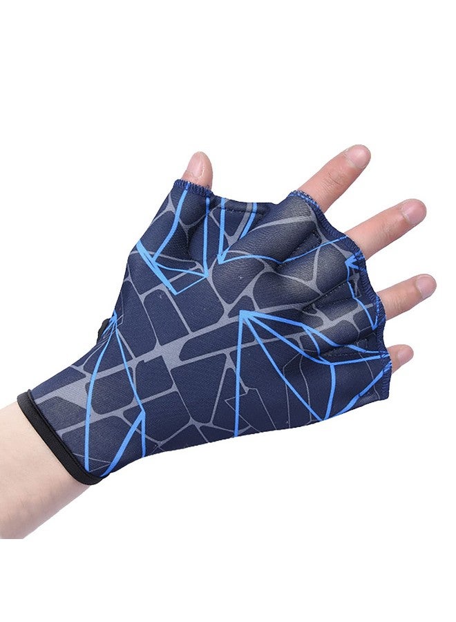 NICEYST Swimming Gloves Aquatic Webbed Gloves Swim Training Fitness Water Resistance Hand Flippers With Fingers & Adjustable Wrist For Men Women Children Navy Blue - Image 2