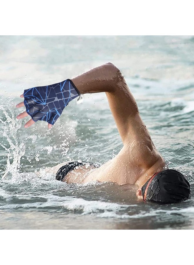 NICEYST Swimming Gloves Aquatic Webbed Gloves Swim Training Fitness Water Resistance Hand Flippers With Fingers & Adjustable Wrist For Men Women Children Navy Blue - Image 5