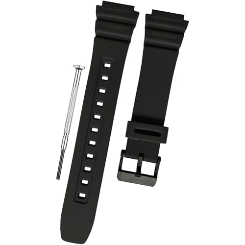 DBLACK ''CDS2'' 18mm Resin Watch Strap (Black) // Compatible With ''CASI0'' Watch Models AE-1200WH, AE-1300WH, F-108WH, W-216H & Others (Black) - Image 1