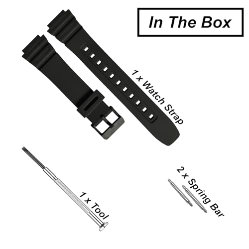 DBLACK ''CDS2'' 18mm Resin Watch Strap (Black) // Compatible With ''CASI0'' Watch Models AE-1200WH, AE-1300WH, F-108WH, W-216H & Others (Black) - Image 5