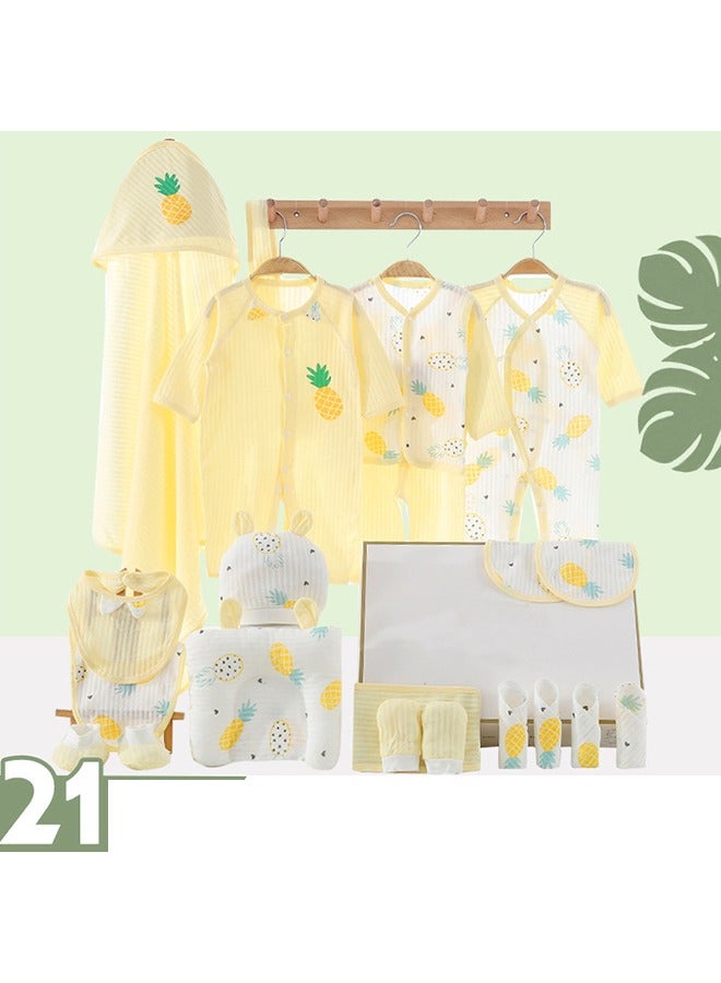 21PCS مجموعة هدايا الطفل حديث الولادة, مجموعة هدايا Layette حديث الولادة, ملحقات ملابس الطفل مجموعة للأولاد والبنات, قطن ممتاز, صندوق هدية مثالي للربيع الصيف الخريف الشتاء أربعة مواسم
