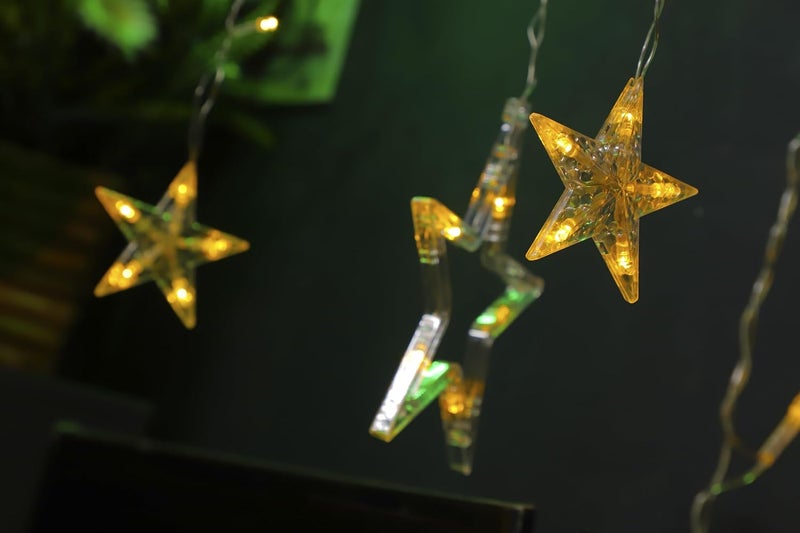 Eveready EVEREADY Curtain Star Decorative and Festive Lighting Attached Remote Controller 8 Different Lighting Modes 12 Stars 6 Small 6 Large 4M BIS Approved Made in India Warm White - Image 2