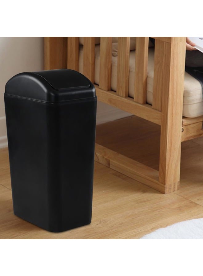 Doryh Classic Black Plastic Swing Trash Can, Small Trash Bins 14 L - Image 2