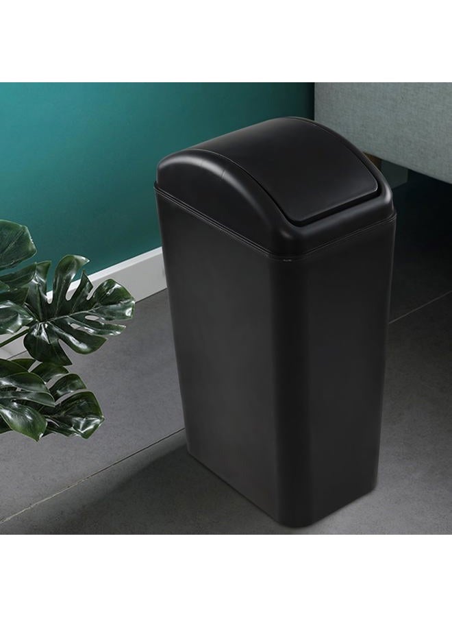 Doryh Classic Black Plastic Swing Trash Can, Small Trash Bins 14 L - Image 5