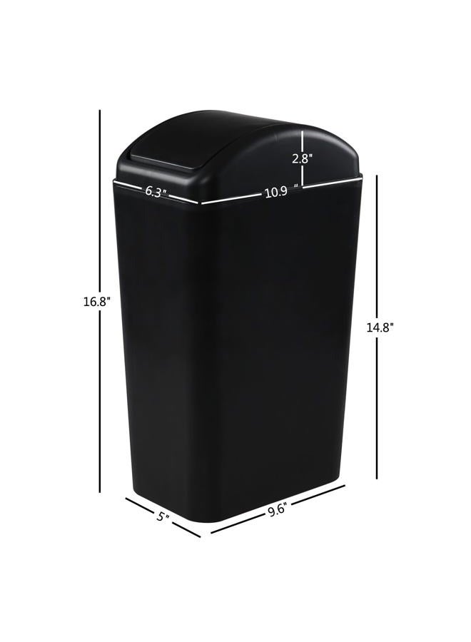 Doryh Classic Black Plastic Swing Trash Can, Small Trash Bins 14 L - Image 4