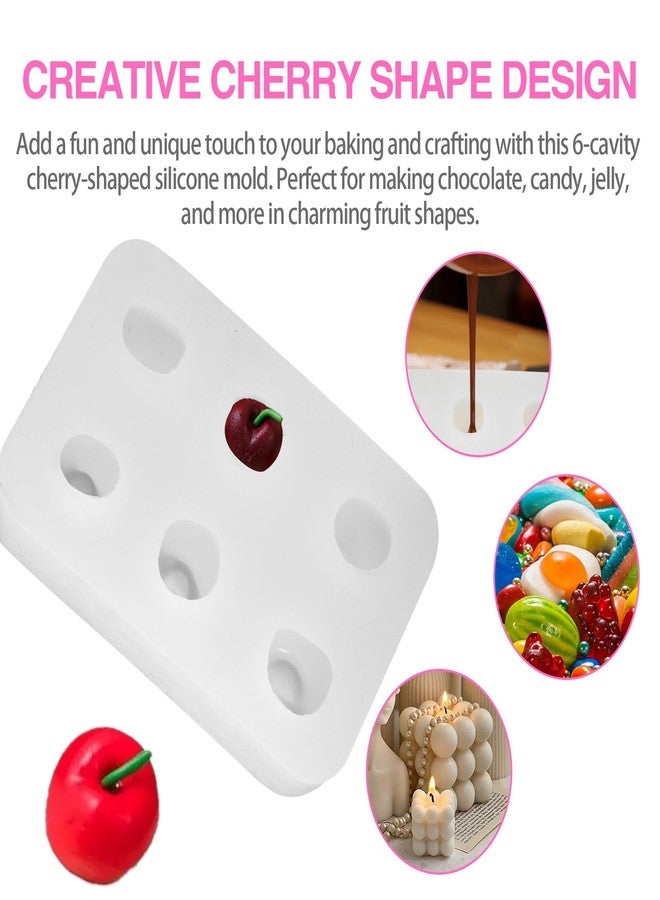 Consio Cherry Silicone Mold, 6 Cavity Fruit Shaped Molds Cherry Silicone Mold Mini Shaped Fruit Mould Making Tool - Image 4