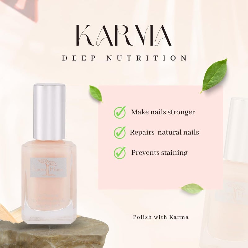 karma organic مقوي الأظافر العميق من كارما أورجانيك للتغذية للأظافر الرفيعة والنمو، طلاء قاعدة لملء تجاعيد الأظافر، طلاء مقوي للأظافر التالفة - غير سام، نباتي، وخالي من القسوة (0.43 أونصة سائلة) - Image 2