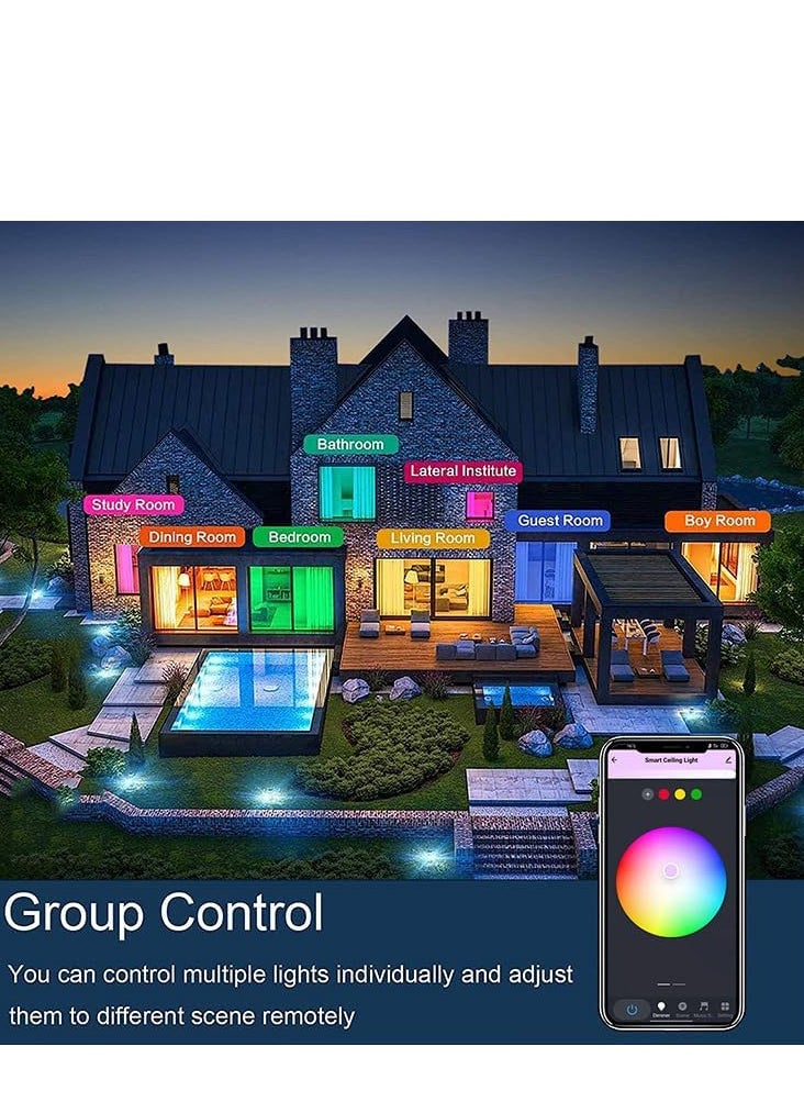 0TO1 TECH Smart Ceiling Light 12Inc RGB LED Flush Mount Light  3000K-6500K Color Changing Bluetooth WiFi Remote Color Changing Sync with Music Compatible with Alexa Google Home for Bedroom Living Room  - Image 3