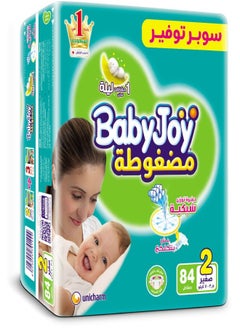 Babyjoy Compressed Diamond Pad Diaper, Size 2, Large Plus, 3.5-7 Kg, Giant Pack, 84Diapers