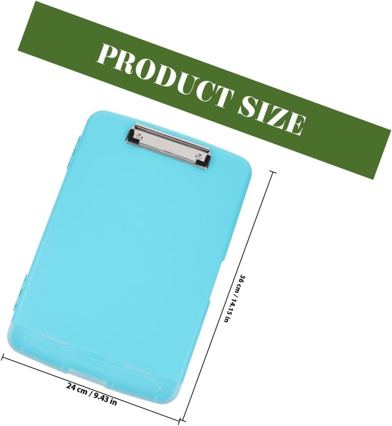 ABOOFAN Multi-function A4 Clipboard with Storage Box, Light Blue Plastic Document File Organizer with Pen Slot, Office File Storage Box for Desk and Certificate Holder - Image 2