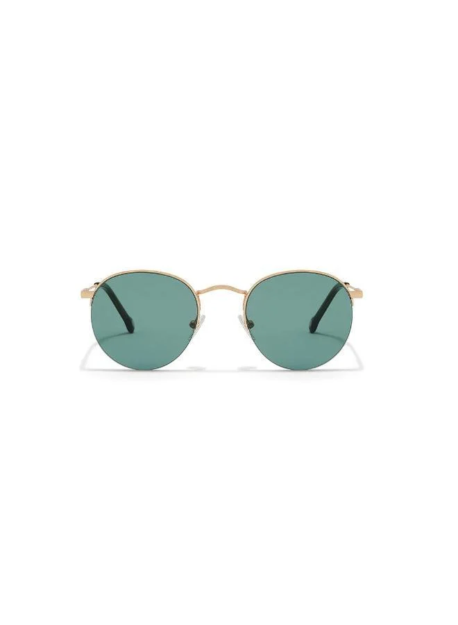 30Sundays Retro,Unisex Sunglasses, Round Sunglasses, UV Protection: UV400 (Gold,Green)