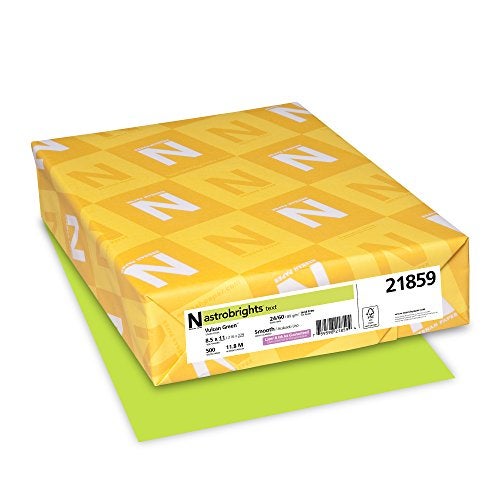 Astrobrights Neenah 21859 Astrobrights Color Paper, 8.5” x 11”, 24 lb / 89 gsm, Vulcan Green, 500 Sheets - Image 1