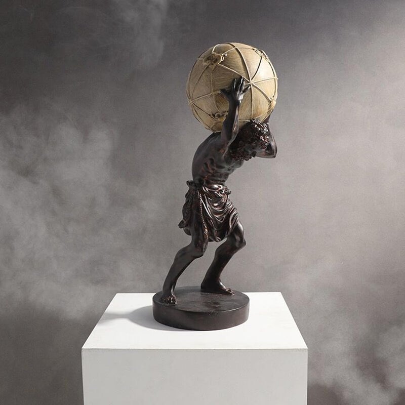 SHTWX Large Greek Atlas Holding World Statue Sculpture Figurine Home Office Living Room Desktop Display Decor Decorative Decoration 16.5 Inch - Image 4