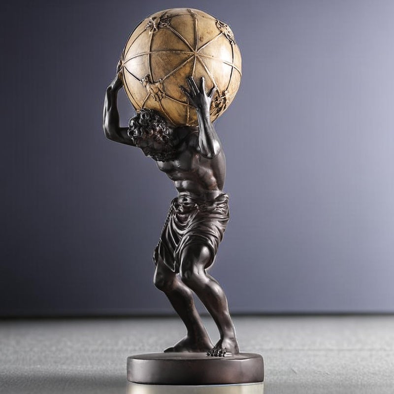 SHTWX Large Greek Atlas Holding World Statue Sculpture Figurine Home Office Living Room Desktop Display Decor Decorative Decoration 16.5 Inch - Image 3