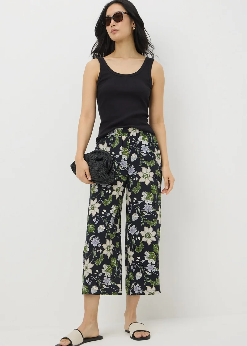 Matalan Navy Floral Cropped Trousers
