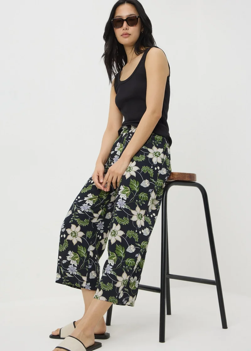 Matalan Navy Floral Cropped Trousers
