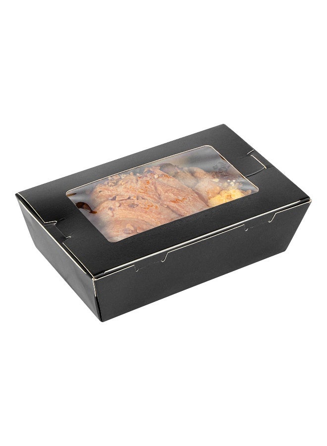 Restaurantware Cafe Vision 21 Ounce Disposable To Go Boxes, 200 Paper Boxes For Food - Hinge Lock, Grease-Impervious, Black Paper Take Out Food Containers, With Window, For Lunch Or Desserts - Image 1
