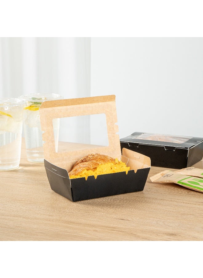 Restaurantware Cafe Vision 21 Ounce Disposable To Go Boxes, 200 Paper Boxes For Food - Hinge Lock, Grease-Impervious, Black Paper Take Out Food Containers, With Window, For Lunch Or Desserts - Image 4
