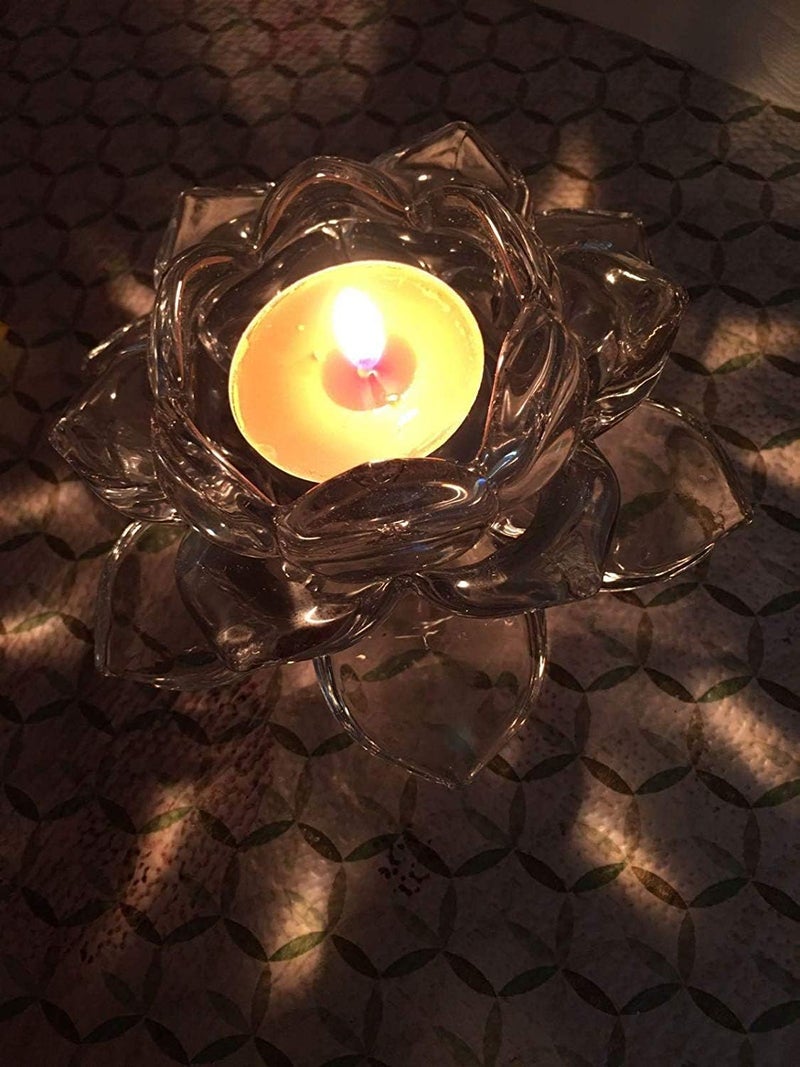 BuntyChiku Elegant Crystal Lotus Flower Candle Holder Premium Glass Tea Light Stand for Home Decor Parties and Weddings Wedding Centerpiece Candle Holder 1 Pack - Image 2