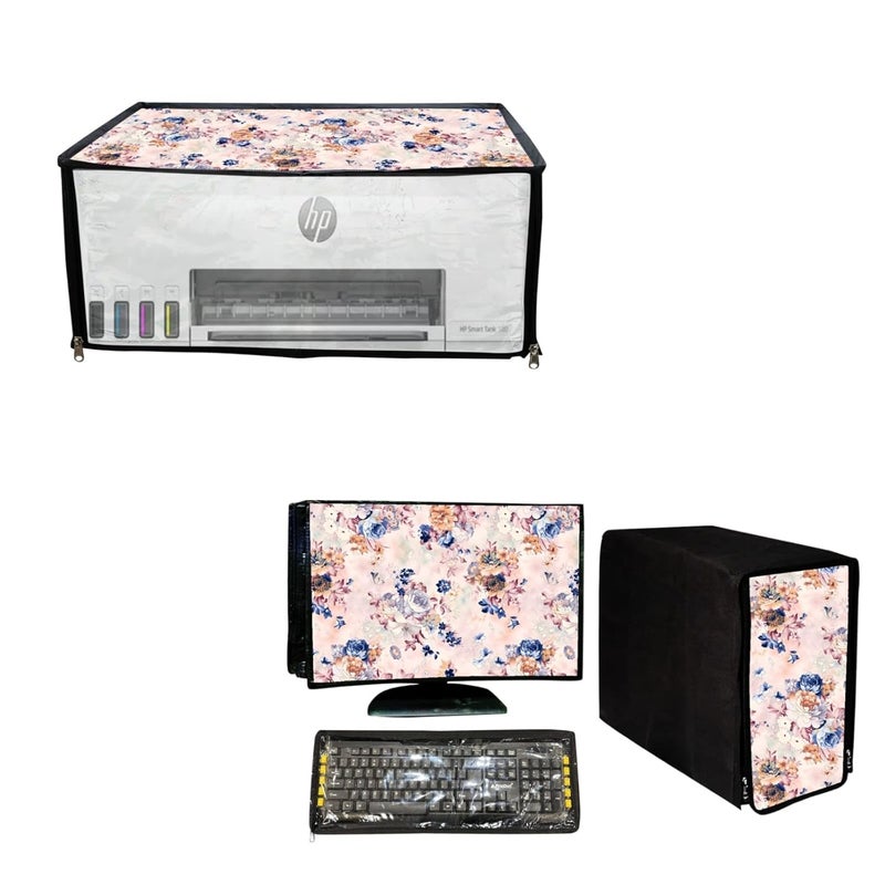 غطاء طابعة HomeStore-YEP لطابعة HP Smart Tank 580 الكل في واحد واي فاي ملونة مع سحاب لحماية من الغبار (مجموعة_18 بوصة_580_زهرة ذهبية) - Image 1