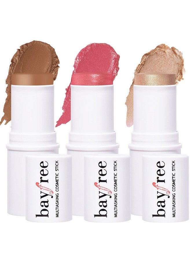 KIMUSE Multi Stick Trio Face Makeup, Cream Blush Stick For Cheeks & Lips, Contour Stick & Highlighter Makeup Sticks For All Skin - Image 1