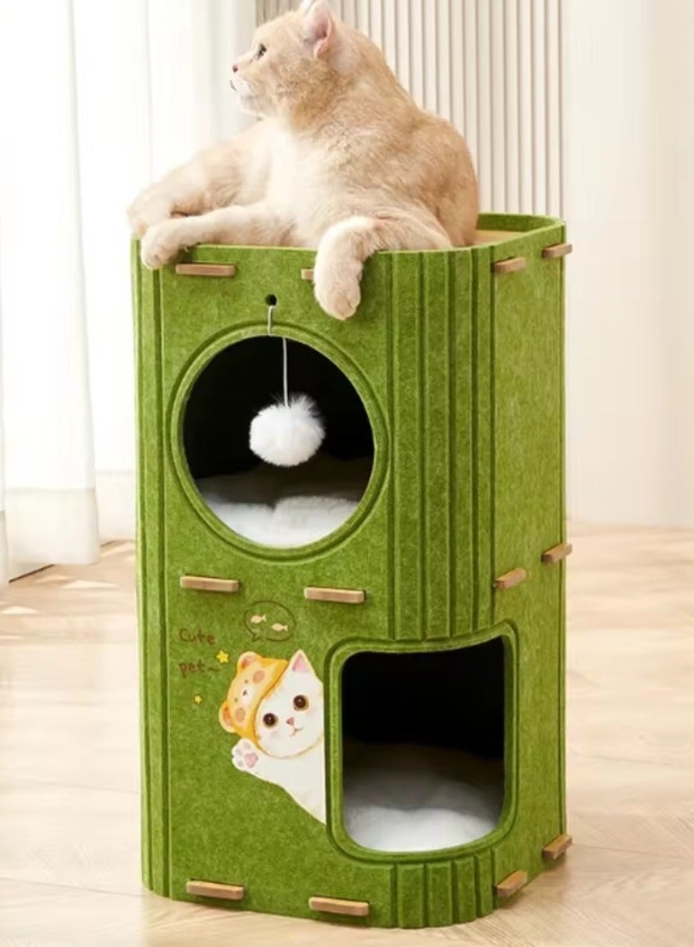 A.M Multi-layer four-season universal felt cat house cat tunnel maze drilling hole sense of security cat  Sleeping tree hole cat bed scratching board(no mat) - Image 1