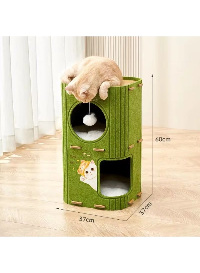 A.M Multi-layer four-season universal felt cat house cat tunnel maze drilling hole sense of security cat  Sleeping tree hole cat bed scratching board(no mat) - Image 2