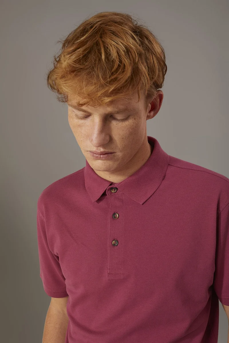 Doppelganger Purple Short sleeve polo 100% cotton piquet - Mauve for Men | Best Price UAE