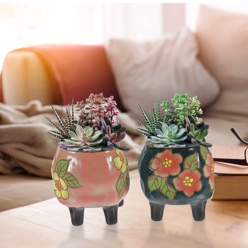 4 Pcs Flowerpots Plant Pots Ceramics Flower Pots (Random Color) - Image 4