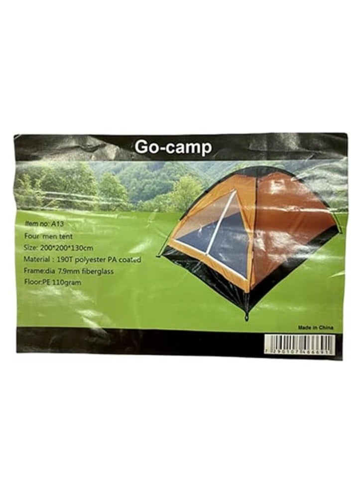 خيمة Go-Camp للرجال مقاس 200 × 140 × 100 سم WJT-A09-2MT خيمة برتقالية/سوداء للتخييم في الهواء الطلق والتنزه سيرًا على الأقدام وخيام عائلية لتسلق الجبال