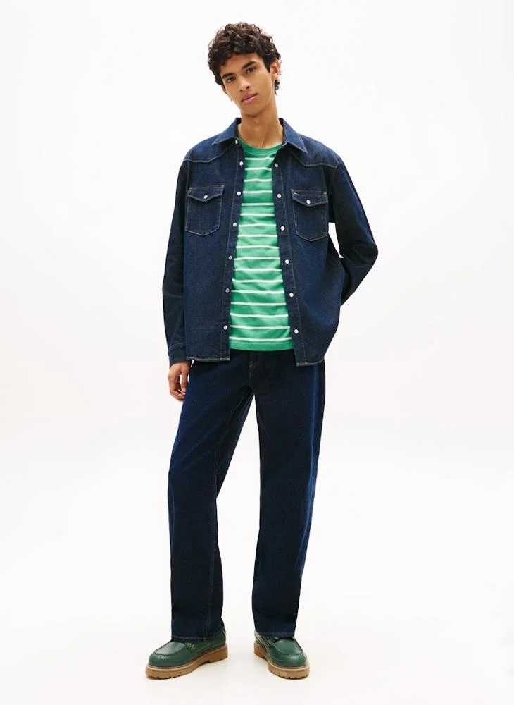 Tommy Jeans Denim Dark Regular Fit Western Denim Shirt for Men | Best Price UAE