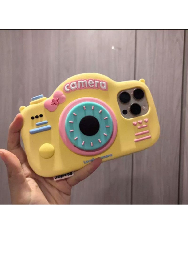 Stylish 3D Cartoon Case Compatible for iPhone 13/14 / 15, All-Round Protection, Anti-Slip, Scratch-Resistant, and Fun Aesthetic Cover (Camera PoP Socket & Rope) - Image 1