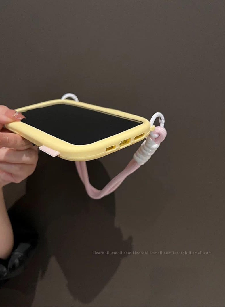 Stylish 3D Cartoon Case Compatible for iPhone 13/14 / 15, All-Round Protection, Anti-Slip, Scratch-Resistant, and Fun Aesthetic Cover (Camera PoP Socket & Rope) - Image 3