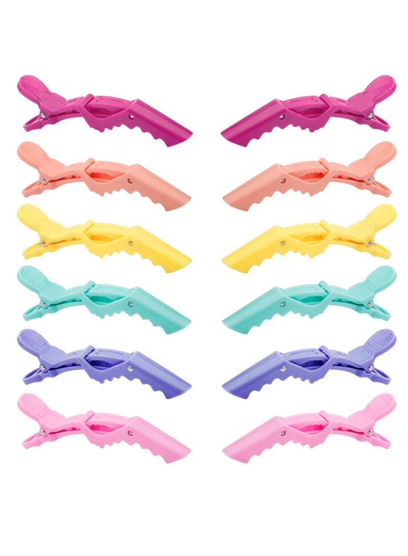 Hair Clip, ELECDON Non Slip Silicone Band No-Trace Hair Clips Professional Sectioning Salon Hair Clips Wide Teeth Double-Hinged Design Premium for Thick and Thin Hair Durable Women, 12 Pack