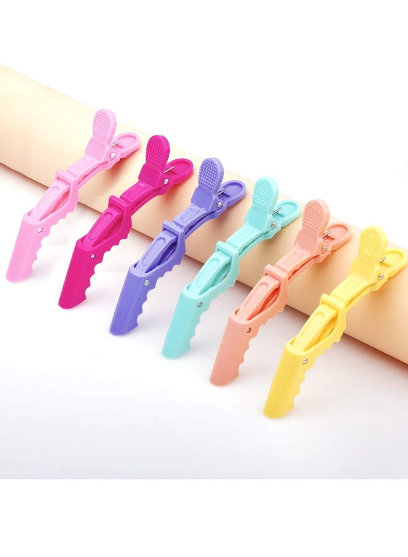Hair Clip, ELECDON Non Slip Silicone Band No-Trace Hair Clips Professional Sectioning Salon Hair Clips Wide Teeth Double-Hinged Design Premium for Thick and Thin Hair Durable Women, 12 Pack