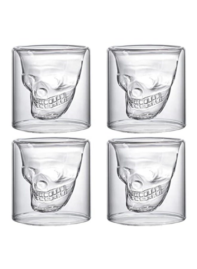 4 أكواب نبيذ زجاجية على شكل جمجمة - 75 مل، أكواب ثلاثية الأبعاد بتصميم رعب، مثالية لتزيين البار المنزلي أو كهدية. - Image 1